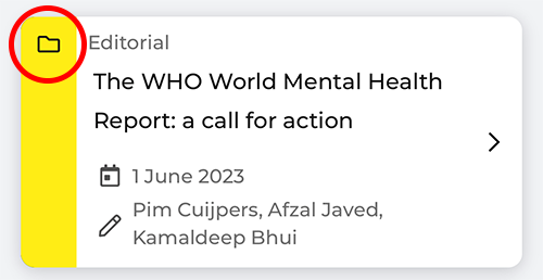 BJPsych Journals app - save article button