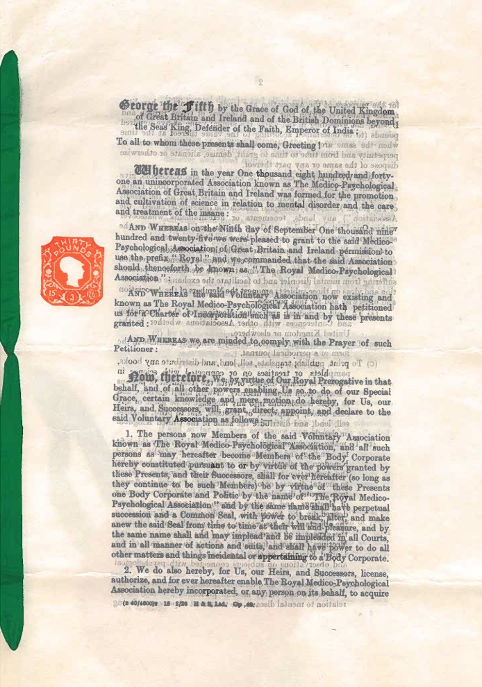 Close up of the College's Royal Charter