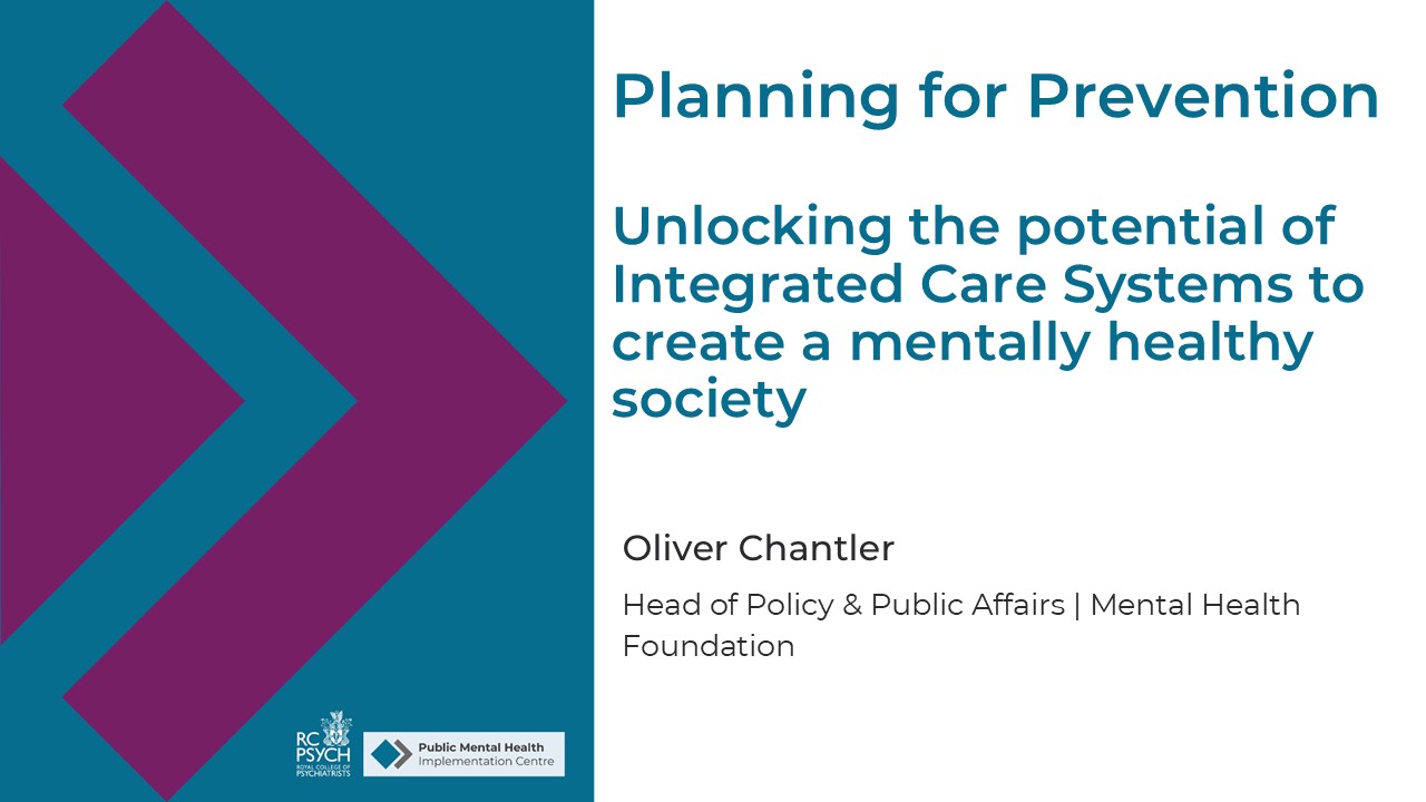 YouTube video from PMHIC launch event featuring talk by Oliver Chantler