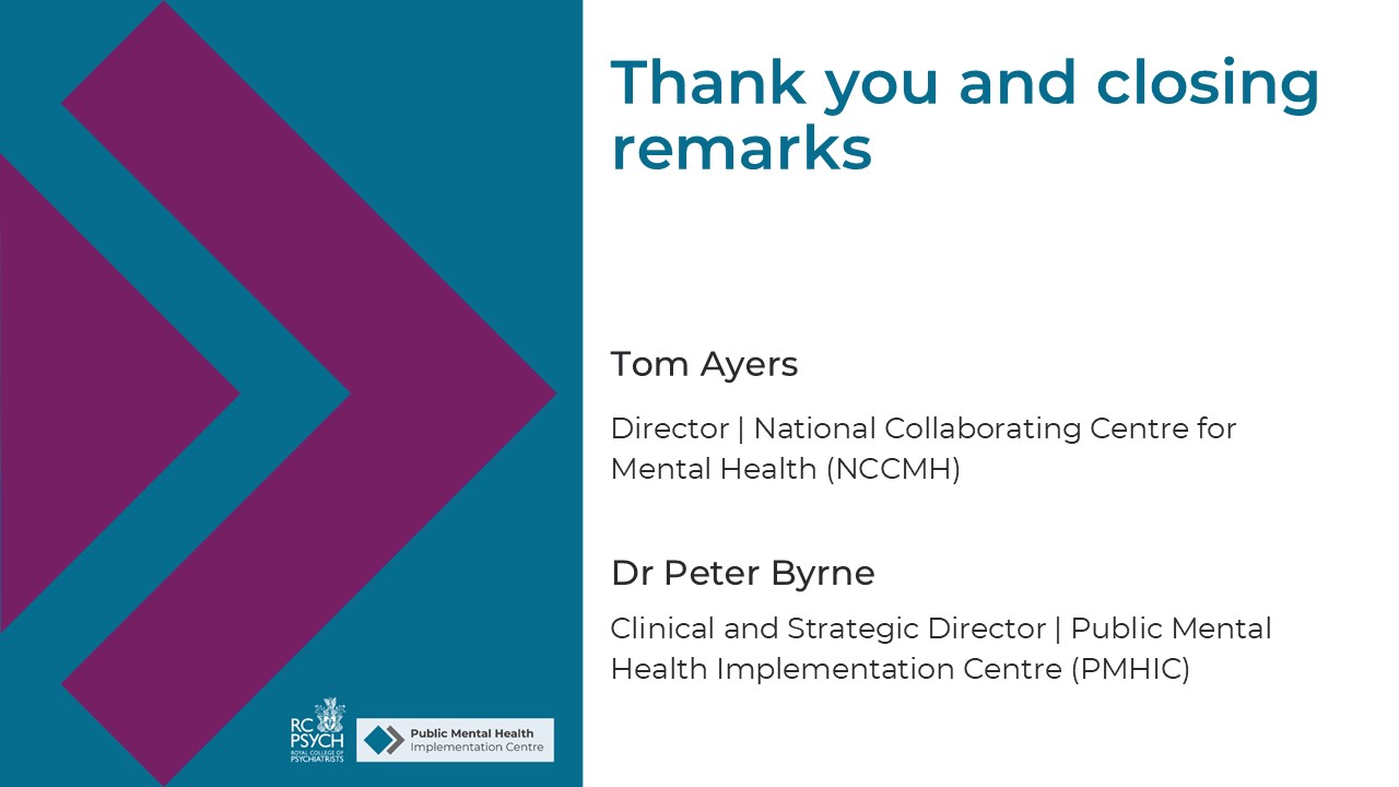 YouTube video from PMHIC launch event featuring thank you and closing remarks