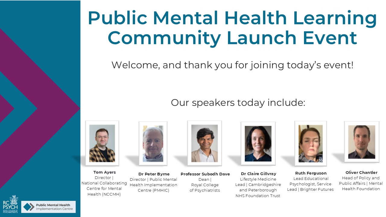 YouTube video from PMHIC launch event covering welcome and introductions