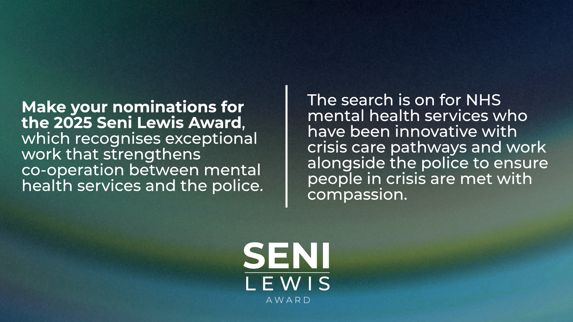 Seni Lewis Award social media banner for X and other platforms
