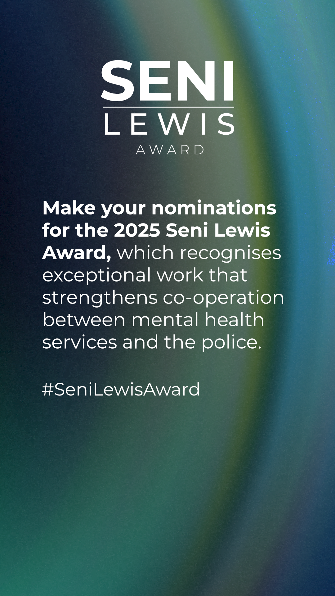 Seni Lewis Award social media banner for Instagram and Facebook Stories