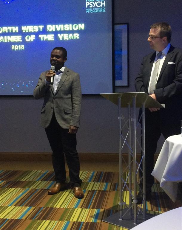 An award winner giving his acceptance speech