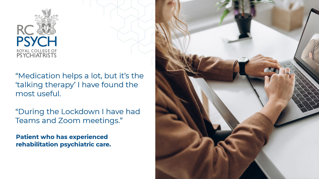 Rehabilitation patient at a zoom meeting