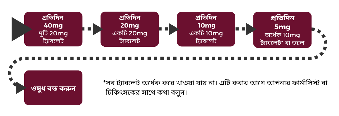 Diagram showing a simple tapering programme in Bengali