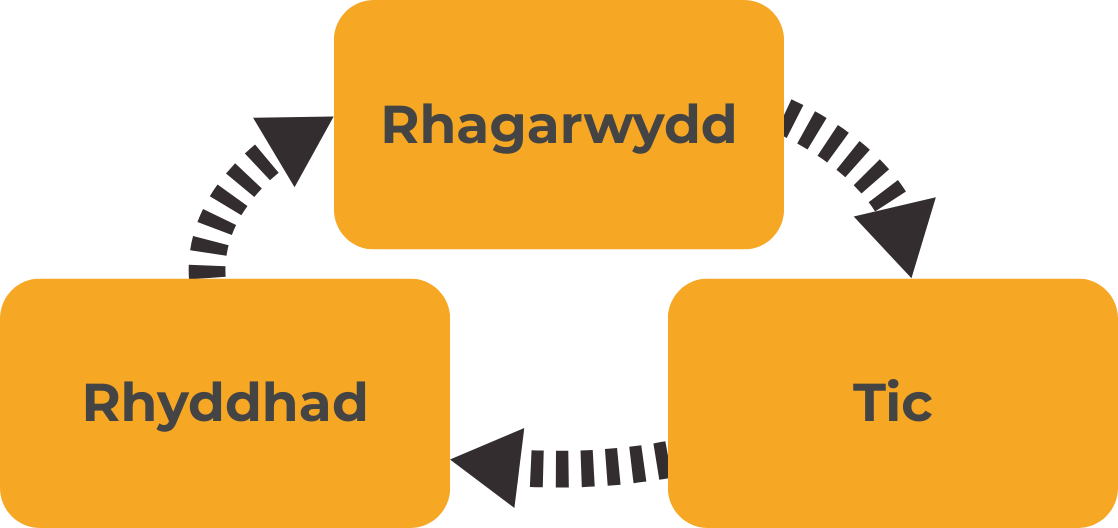 Diagram showing the cycle of tics in Welsh