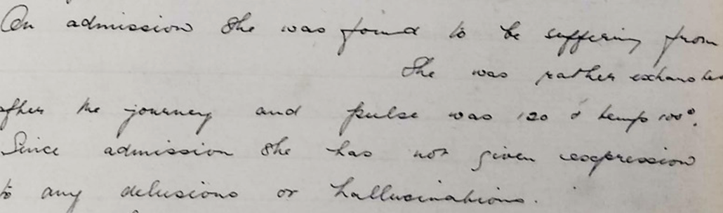 Handwritten admission observations including obvious space for diagnosis to be filled in later. 