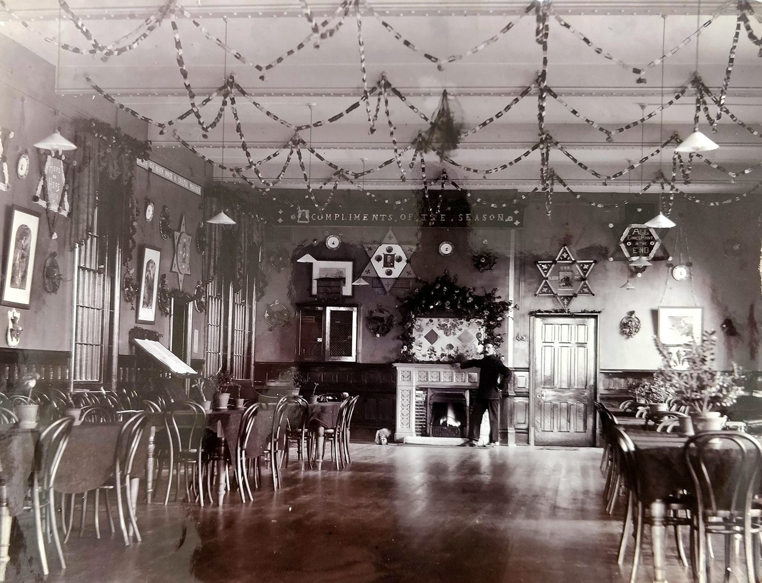 Ward decorated for Christmas, Claybury Asylum c.1900 (RCPsych Archives)