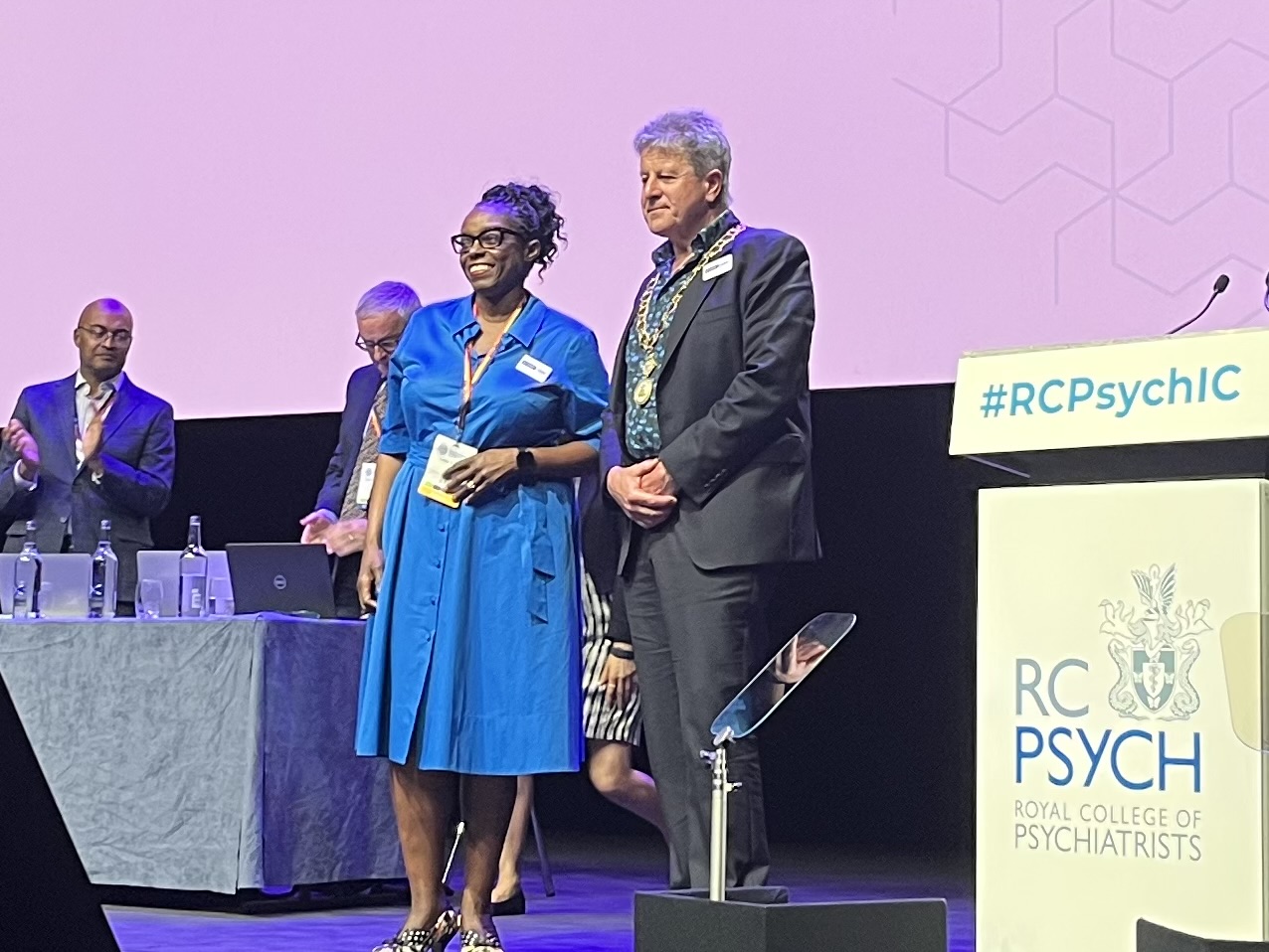 President Dr Lade Smith CBE and former President Dr Adrian James at 2023 AGM