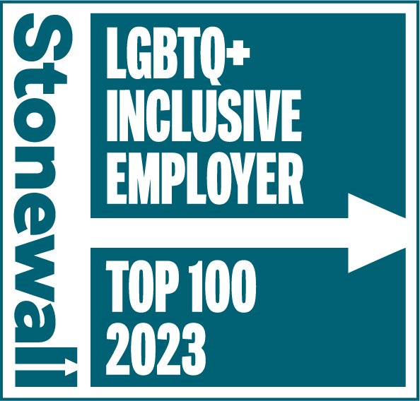 Stonewall - LGBTQ+ inclusive employer - top 100 2023